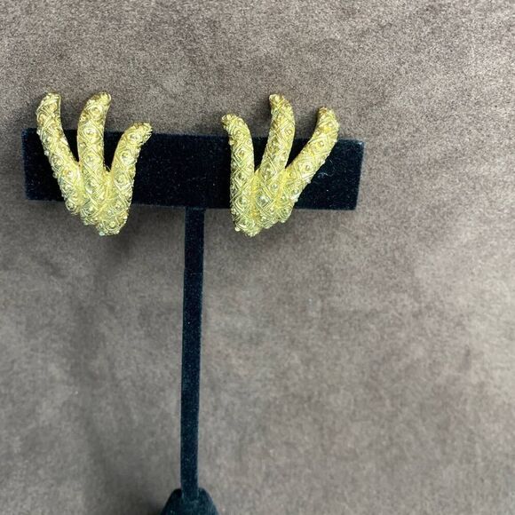 Beautiful Monet Clip Earrings w/ faux Gold wash - Picture 2 of 5